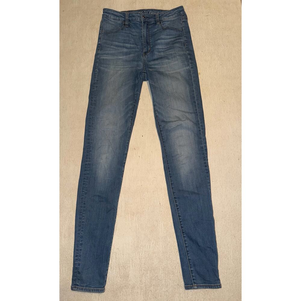American Eagle super stretch women’s super high rise blue jean jegging - Picture 3 of 16